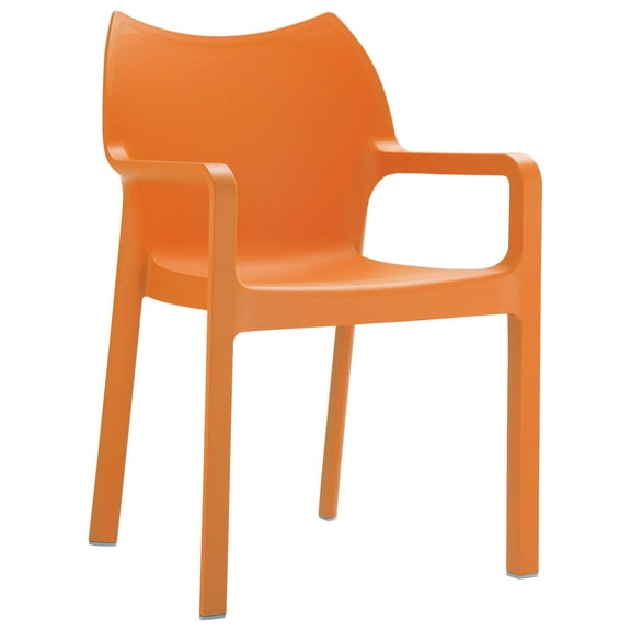 33" Orange Outdoor Patio Solid Dining Arm Chair