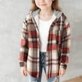 thumbnail image 2 of OGLCCG Kids Girls Button Down Shacket Jacket Lightweight Long Sleeve Plaid Hooded Jacket with Pocket Casual Loose Fit Shirts Jacket 4-15 Years, 2 of 4