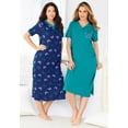 thumbnail image 5 of Dreams & Co. Plus Size 2-Pack Long Henley Sleepshirt, 5 of 6