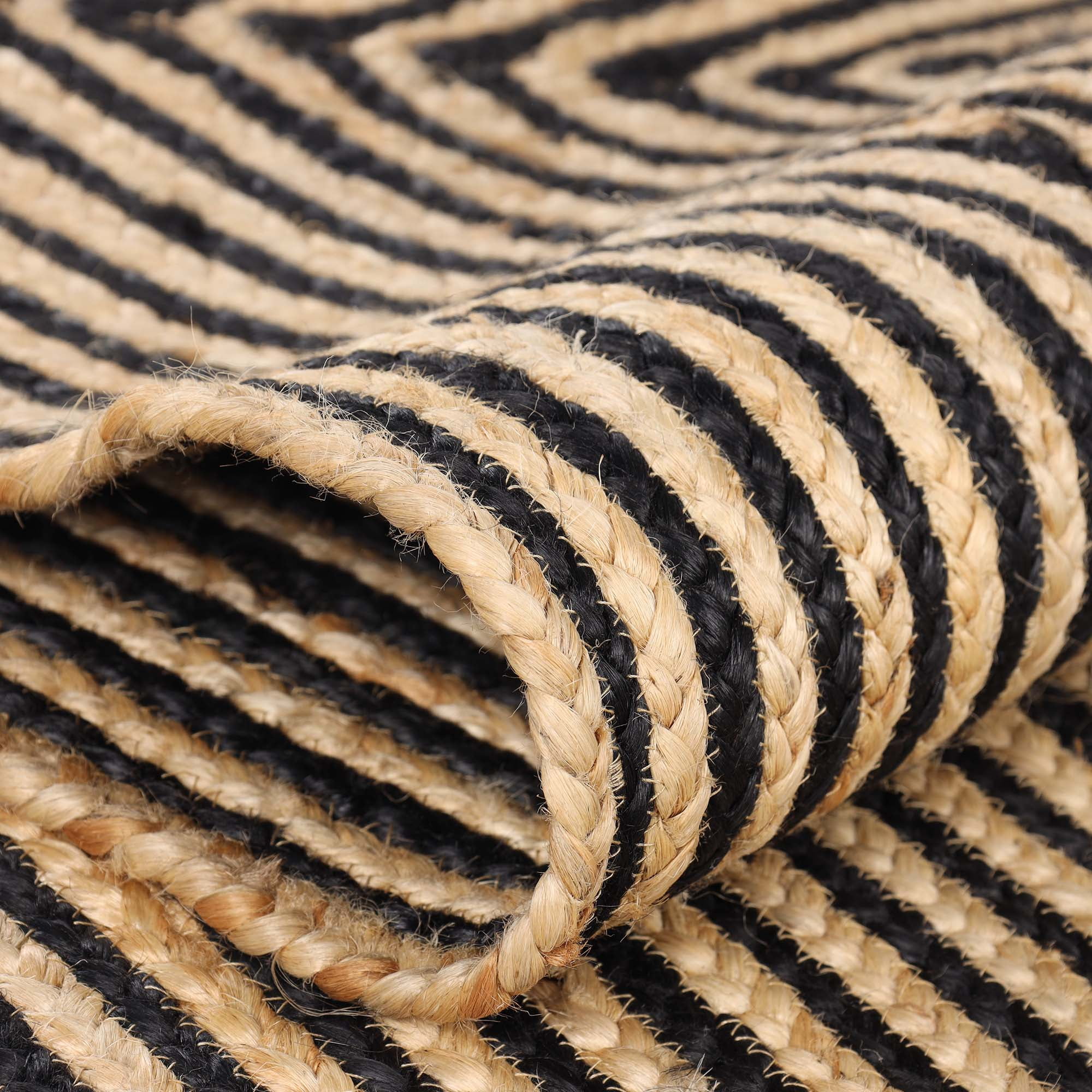 Superior Braided Jute Handwoven Indoor Outdoor Area Rug, 5' x 8', Black