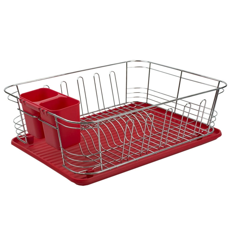 Montgomery Ward Retro 2-Tier Dish Rack, Space-Saving Design, Durable  Plastic and Chrome-Plated Wire, Easy Assembly (Delicious Red)