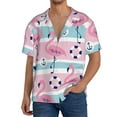 thumbnail image 3 of Naloa Pink Striped Flamingo Men's Loose Fit Cuban Collar Short-Sleeve Shirt with Button-down and Chest Pocket for Everyday Wear Outings - XX-Large, 3 of 7