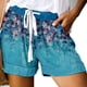 thumbnail image 1 of Pantalones cortos de pierna ancha de verano para mujer, pantalones cortos de poliéster de cintura alta con patrón de estampado con cordón, 1 of 5