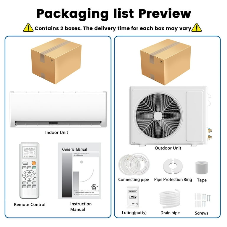 Package Central Heating Air 12000BTU Mini Split Air Conditioner
