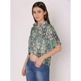 thumbnail image 4 of DressBerry Women's Printed Crop Shirt Short Sleeves Buttoned Comfy Summer Collared Sheer Mesh High Rise Short Top, 4 of 7