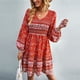 thumbnail image 1 of Vestido con mangas abullonadas, escote en V, largo, fruncido, estampado floral Vestido con escote en V, estampado floral Solución innovadora, 1 of 6
