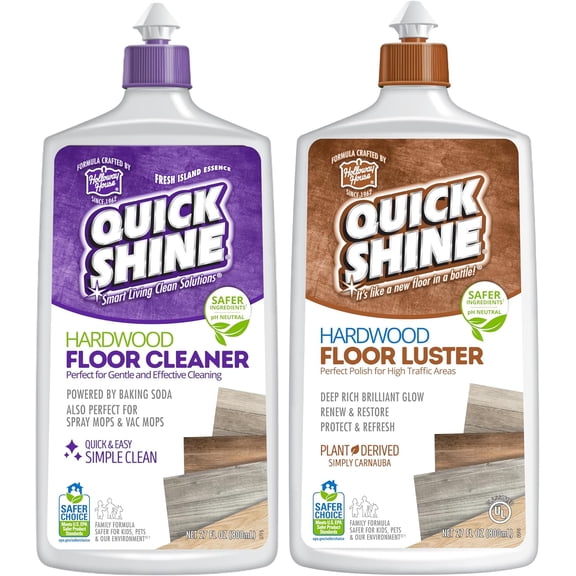 Hardwood Floor Cleaner & Wood Floor Polish w/Plant-Derived Carnauba 2-27oz Bottles, Removes Scratches, Safer Choice, A Clean That Can Be Seen