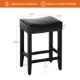 thumbnail image 4 of Furniliving Modern Backless Counter Stool Rubber Wood Saddle Seat Stool Kitchen Counter Bar Stool,Set of 2,Black, 4 of 11