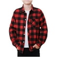 thumbnail image 3 of DDAPJ pyju Dad and Son Matching Plaid Shirts Long Sleeve Casual Button Down Shirts Lightweight Shackets Red 120, 3 of 9