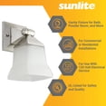 thumbnail image 4 of Sunlite Modern Vanity Light Fixture, Square Bell-Shaped Frosted Glass Shade, Medium Base (E26) Socket, Standard A19 (100W Max), Brushed Nickel, 4 of 6