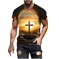 thumbnail image 2 of WAENQINLA Casual T-Shirts Men Short Sleeve Round Neck Stretchy Tops Soft Comfortable Faith Shirts 3D Printed Cross Tee Shirt Yellow T Shirts,Size M-5XL, 2 of 5