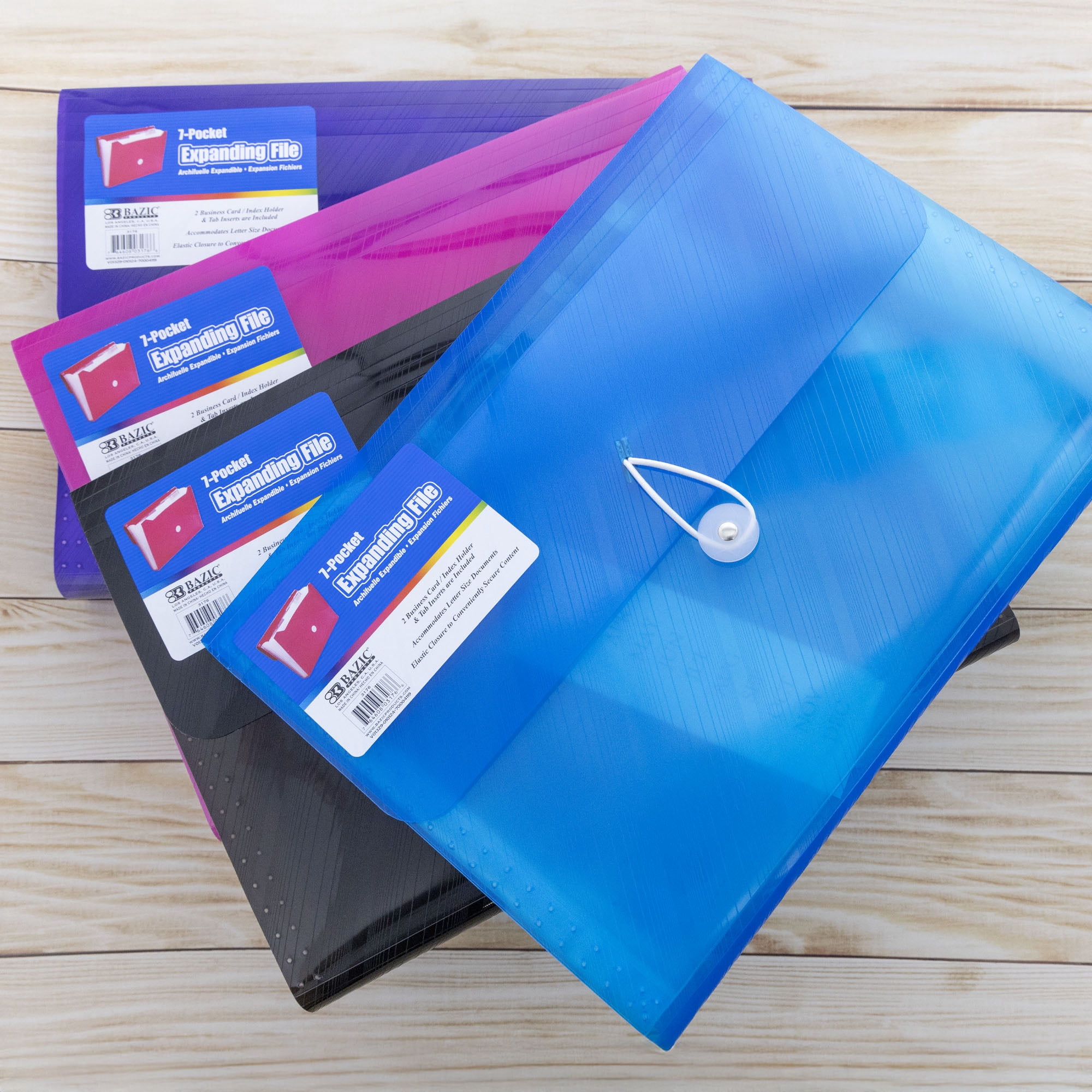 BAZIC Expanding File Folder 7 Pockets A-Z Monthly Tab, Document Envelopes 4-Pack