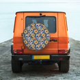 thumbnail image 4 of Haiem Spare Tire Cover , Wheel Cover with Skull daisy yellow blue printed, Camper Spare Tire Cover Fit for Jeep Wrangler Rv SUV Truck Travel Trailer-17 inch, 4 of 8