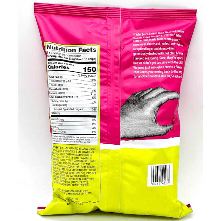 Trader Joe's Rolled Corn Tortilla Chips Chili & Lime - Pack