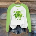 thumbnail image 4 of Women's St Patricks Day Plus Size Sweatshirt Long Sleeve Festival Print Color Block Crewneck Loose Casual Tops (4XL, Green), 4 of 5