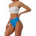 thumbnail image 3 of Women'S Large Size Cotton Half-Cover Hip High Waist Solid Color High Slit Briefs Blue XXL, 3 of 9