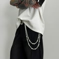 thumbnail image 4 of Pants Chain for Women Men Silver Pearl Cross Link Wallet Chain Layered Jeans Body Jewelry Biker Hip Hop Punk Jewelry, 4 of 5