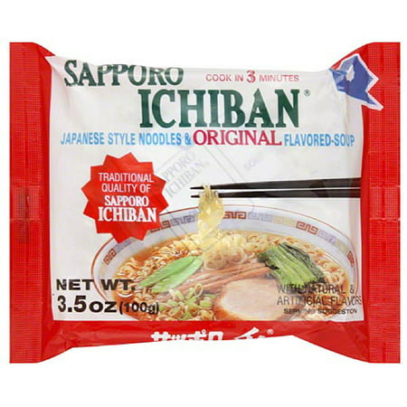 Sapporo Ichiban Japanese Style Noodles& Original Flavored-Soup, 3.5 oz (Pack of