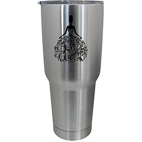 Floral Bride Wedding Silhouettes Etched 30oz Stainless Steel Tumbler