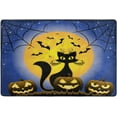 thumbnail image 4 of SKYSONIC 36x24in Halloween Pumpkins Cat Area Rug, Full Moon Night Non-Slip Floor Carpet for Indoor Living Dining Room Bedroom, 4 of 7