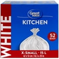 thumbnail image 1 of Great Value X-Small Kitchen Garbage Bags, 15L , 52bags, 1 of 4