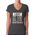 thumbnail image 1 of Awkward Styles Women's Light It Up Blue for Autism Awareness Shine A Light White V-neck T-shirt, 1 of 4