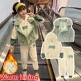 thumbnail image 1 of Chaleco cálido de invierno para niñas pequeñas, abrigo, sudaderas con capucha y pantalones, 3 piezas, traje deportivo de forro polar grueso para niños, ropa para adolescentes, chándales, 2023, 1 of 5