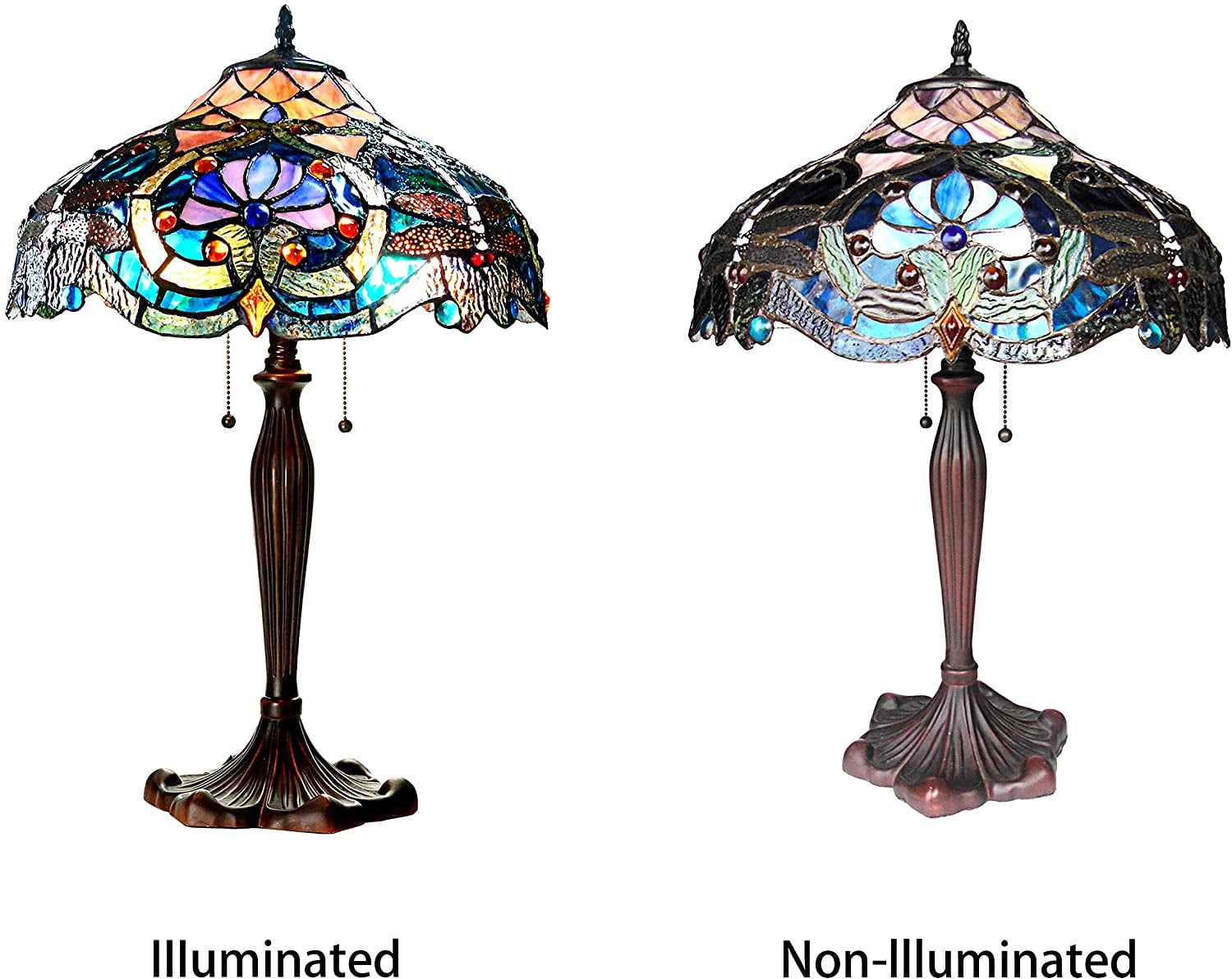 RADIANCE Goods Tiffany-Style 2 Light Victorian Table Lamp 17" Shade