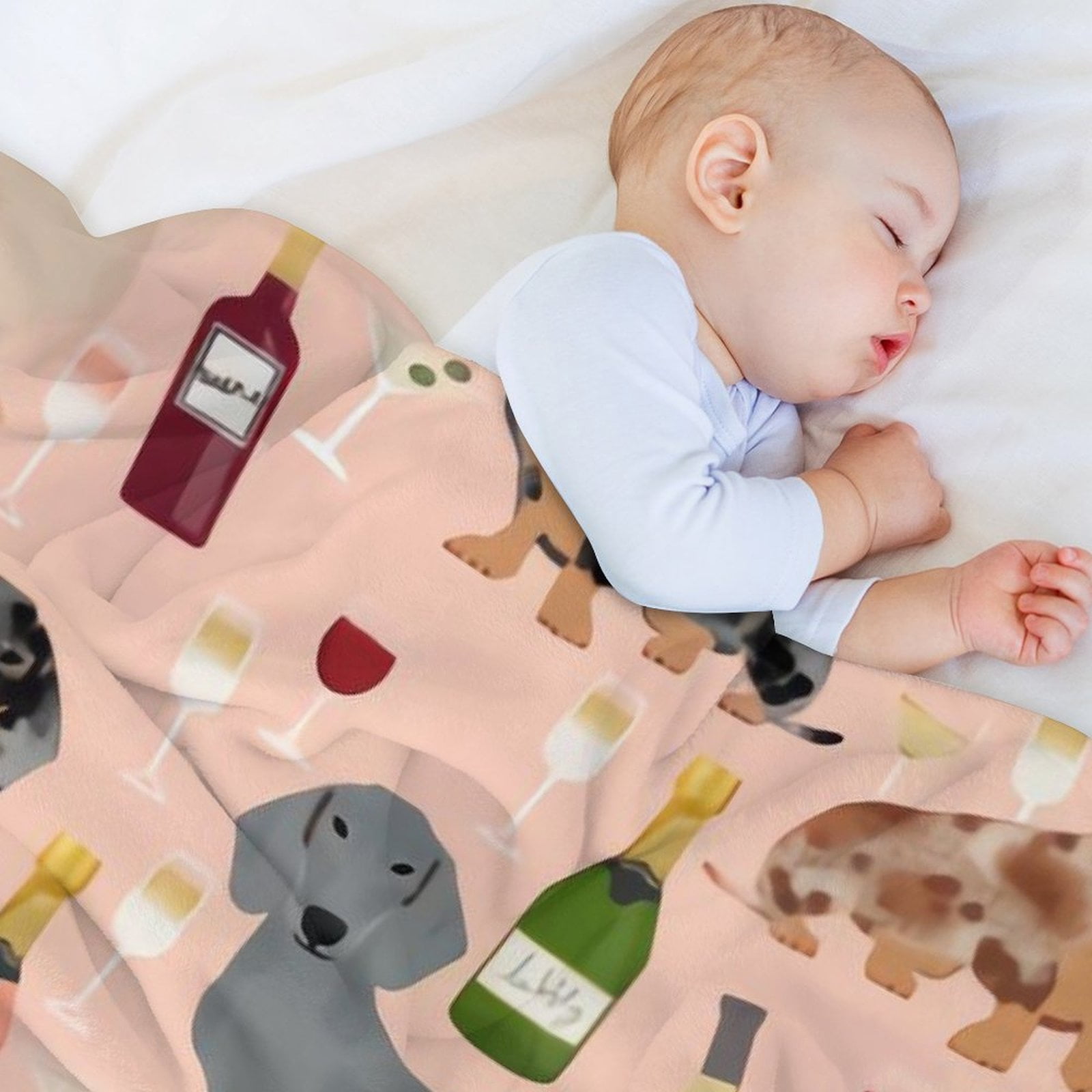 Dachshund Doxie Dachsie Champagne Wine Cocktails Dog Breed The Full Collection of Flannel Blanket Lightweight Cozy Bed Blankets Soft Throw Blanket Fit Couch Sofa for Kids Adults 60"×80"