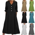 thumbnail image 7 of Tumotour Summer Dress for Women Homecoming Dresses Maxi Dress for Women T-Shirt Dress Women's Fashion Solid Color Casual Summer Short Sleeve V-Neck Dress, 7 of 7