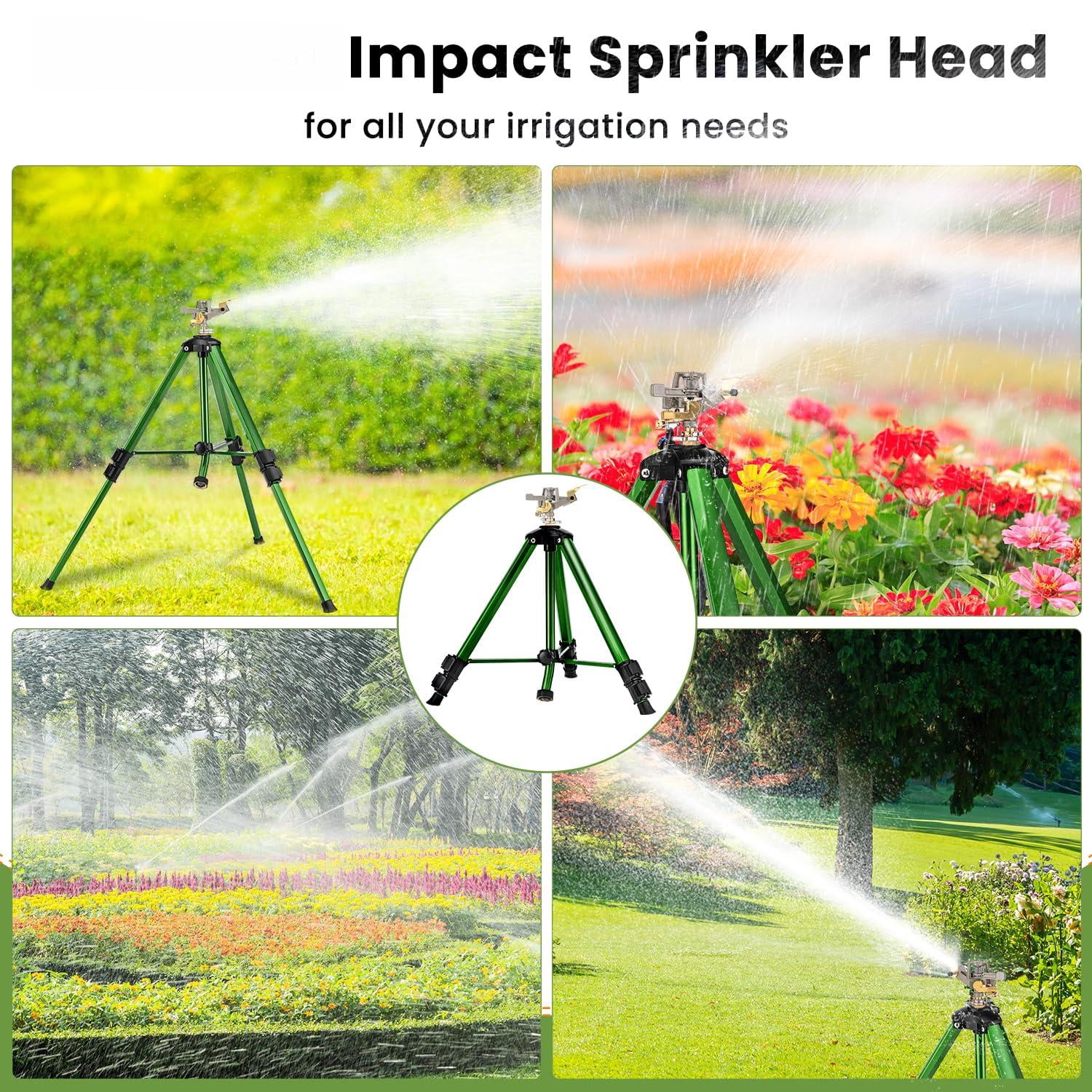 Sprinklers For Yard  360° Tripod Large Area 3/4" Connector Lawn Sprinkler Adjustable Height 16-37" Water Lawn/garden/patio 1pack