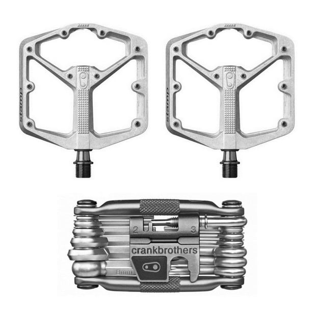 Crankbrothers Stamp 2 Racing Bike Pedals (Silver, Pair) and M19 Multi ...