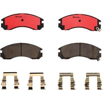 For Dodge Mitsubishi Front Brake Pad Set Ceramic Slotted Shims Clips Lube Brembo