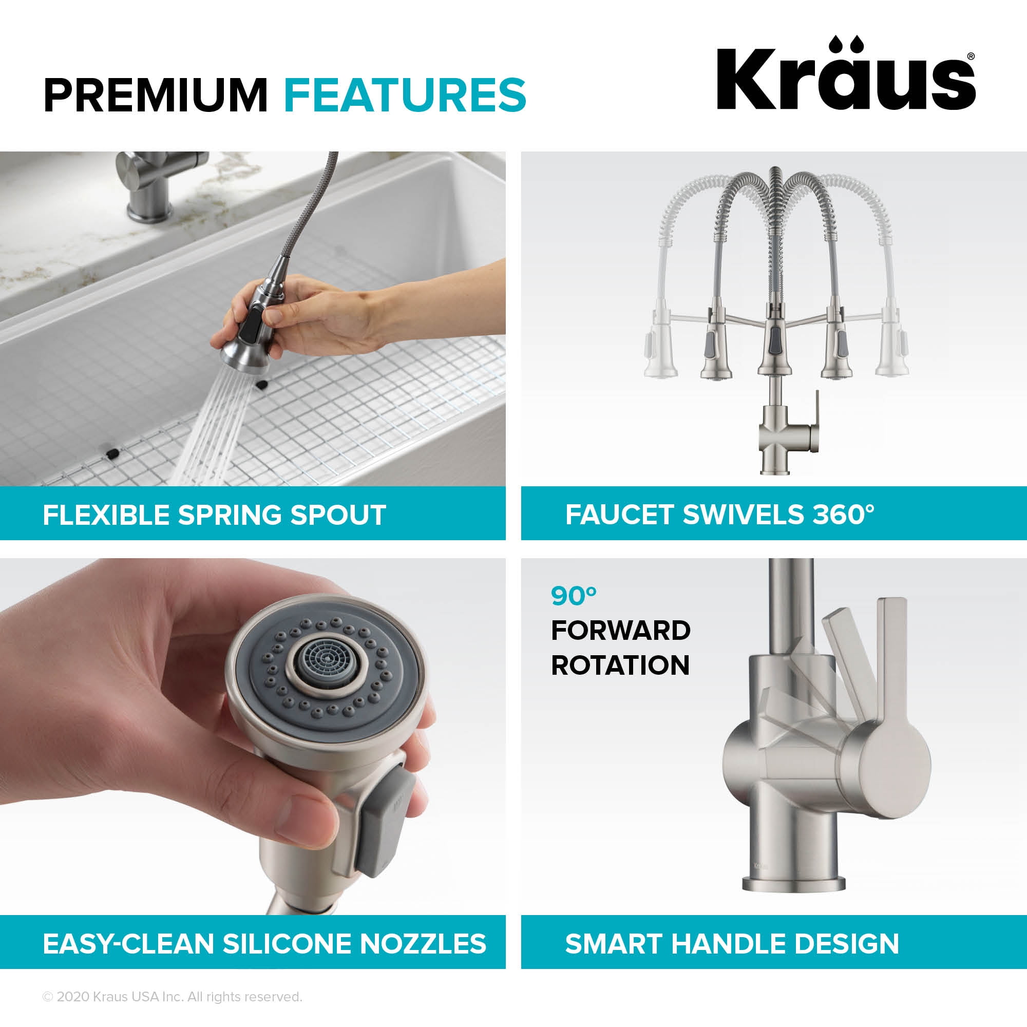Kraus Britt Commercial Style Pull-Down Single Handle Kitchen Faucet in Spot Free Stainless Steel