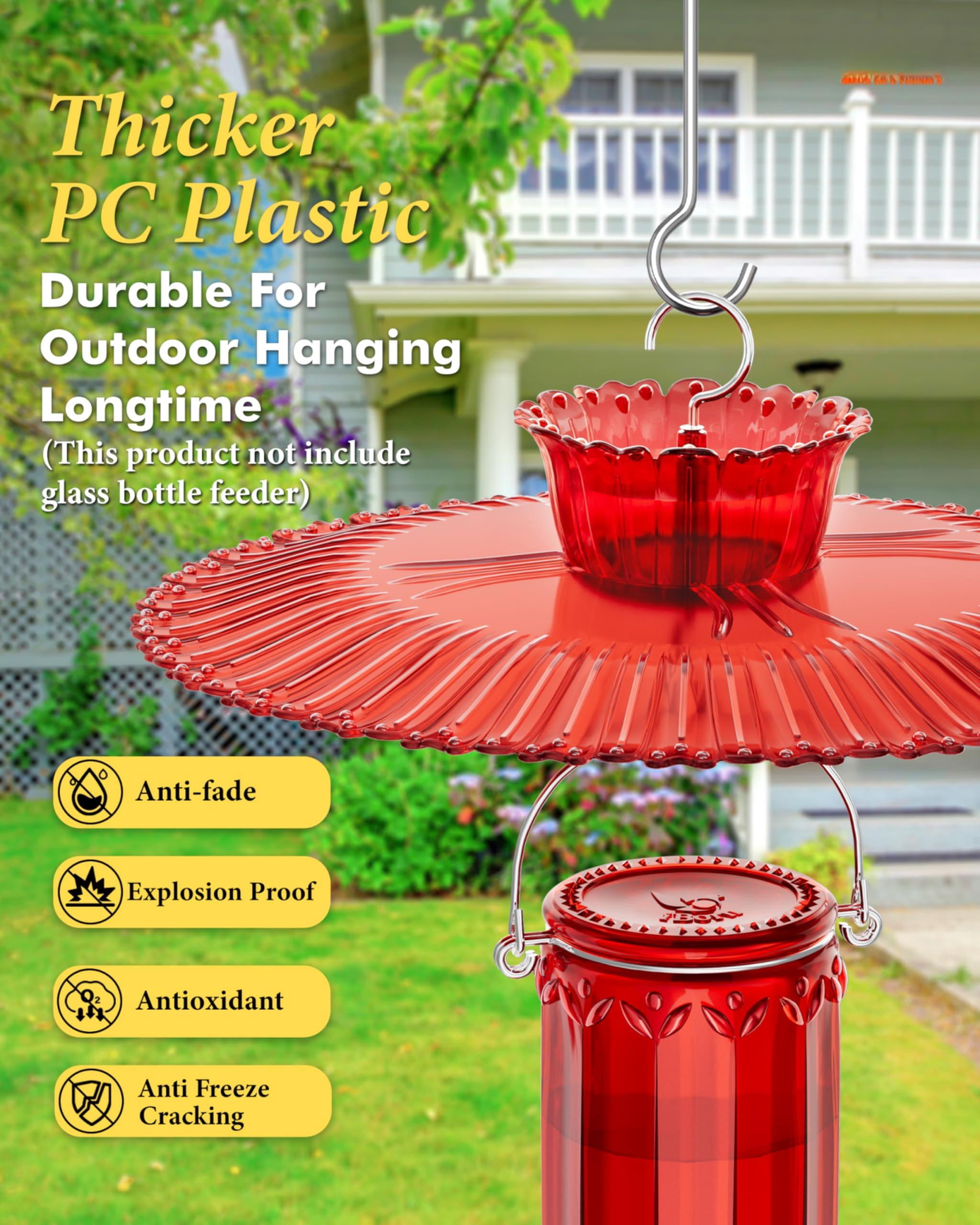 Hummingbird Feeders Sun Baffle Ant Proof Combo, Outdoor Hanging Rain Guard Red