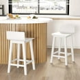 thumbnail image 2 of Costway 24.5" Wood Bar Stools Set of 2 with Solid Back & Seat Mid Century Bar Chairs White, 2 of 8