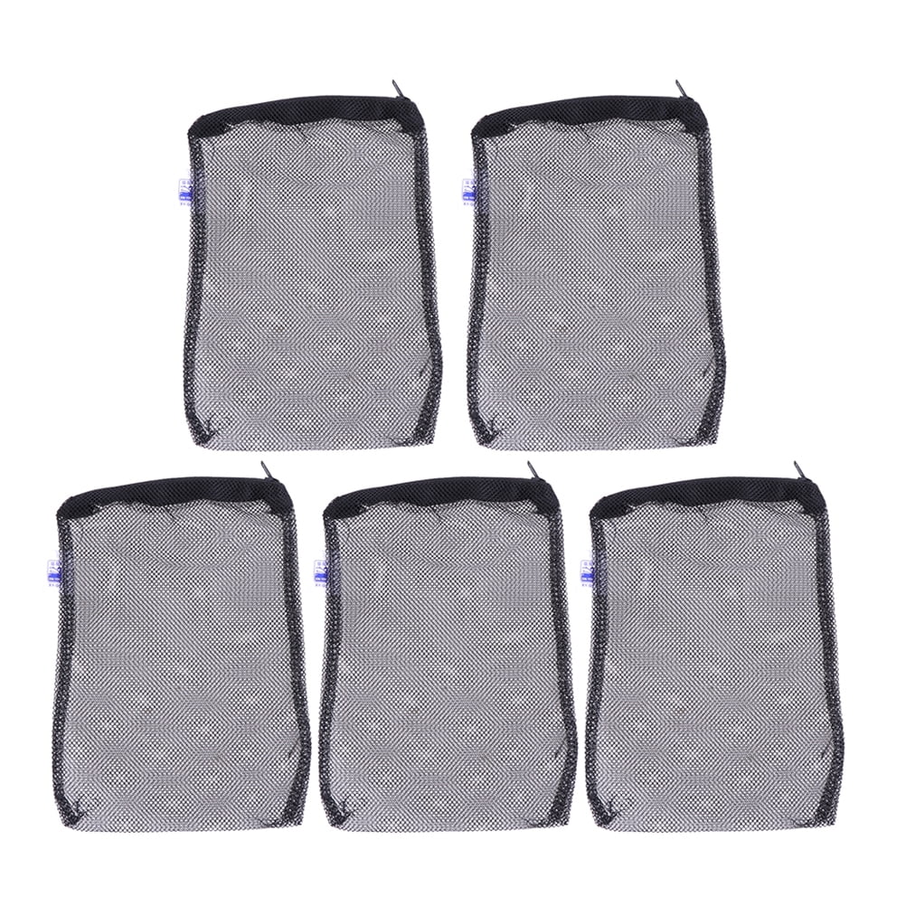 5pcs Fine Hole Filter Bag Zipper Filtering Bag Creative Mesh Pouch for Aquarium Fish Tank (Black