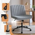 thumbnail image 2 of Homall Chaise de Bureau Réglable en Hauteur, Chaise Sans Accoudoirs pour Bureau à Domicile avec Roulettes Universelles, Gris, 2 of 7