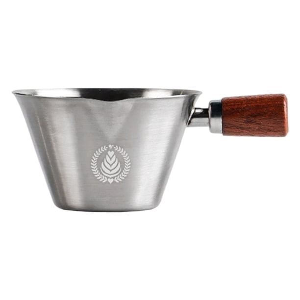 Copa de Medición de Vidrio Copa de Medición Italiana, Taza de Café de Mango de Madera, Taza de Extracción de Marca de Onza, Taza Graduada de Acero Inoxidable