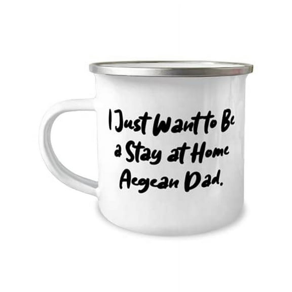 Cool Aegean Cat 12oz Camper Mug, I Just Want to Be a Stay at Home Aegean Dad, Reusable for Cat Lovers, Birthday