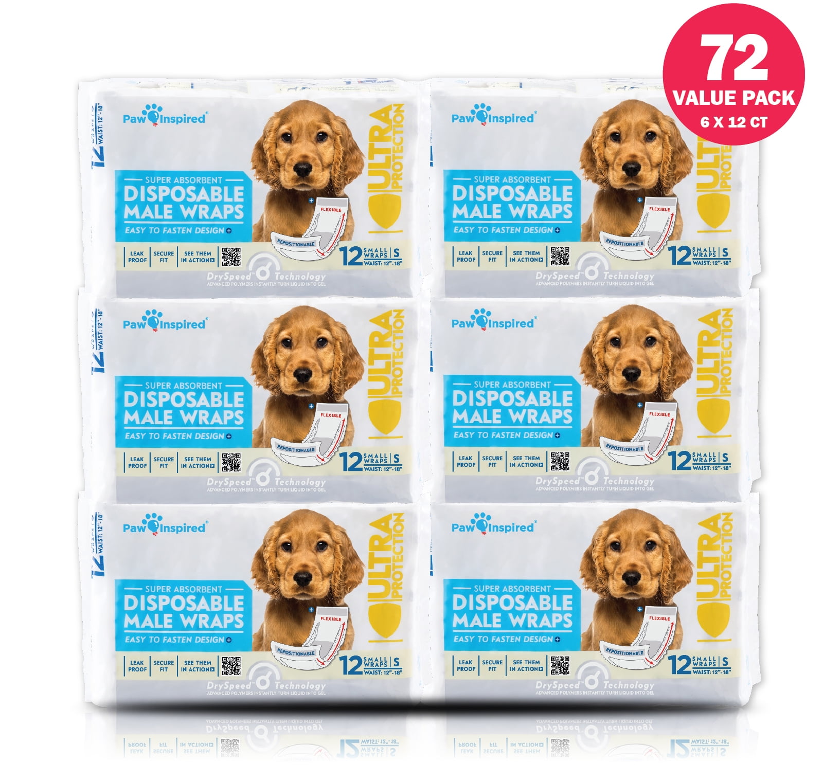 Paw Inspired Disposable Male Dog Wraps, Belly Band for Dogs