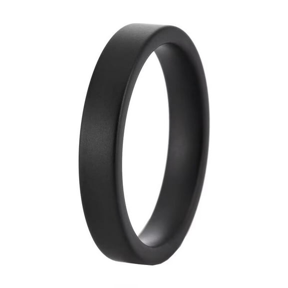 PAURO Men's Stainless Steel Frosted Simple Ceramic Personalized Ring 4mm Black Size 10