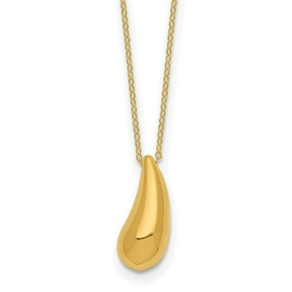 Primal Gold 14 Karat Yellow Gold Polished Puffed Teardrop 18-inch Necklace