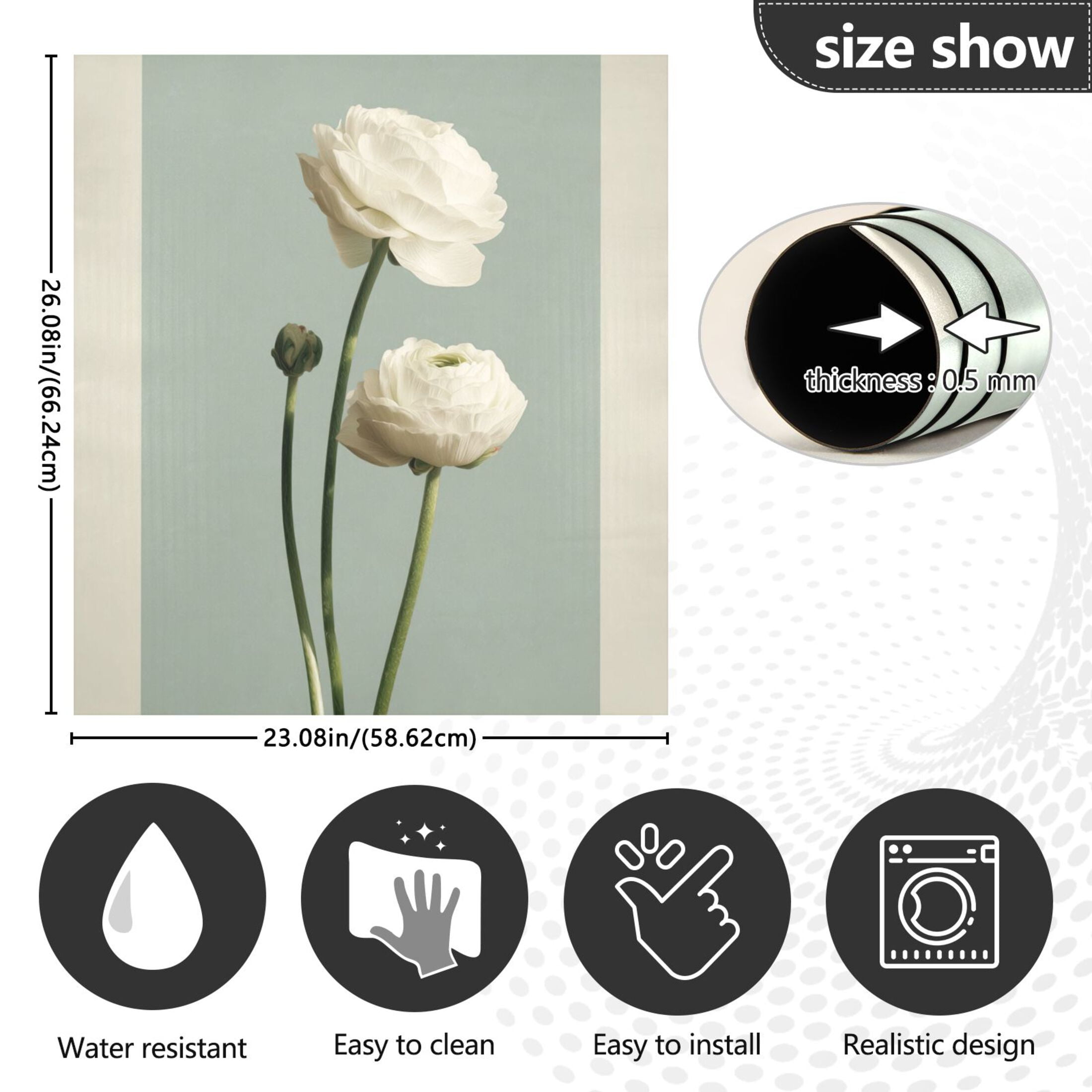 IAUYY Magnetic decorative sticker - 23x26 Inch PVC Refrigerator Decorative Cover, Removable DIY Art for Kitchen Appliances Green Flower Stalk