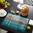 thumbnail image 4 of Placemats Set of 6, Retro Rustic Barn Wood Texture Polyester Stain Resistant Table Mats Washable Placemat Decoration for Kitchen Dining Table Ombre Peacock Blue Gray, 4 of 6