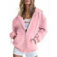 thumbnail image 1 of Sudaderas con Capucha y Cremallera para Mujer, Sudaderas Extragrandes, Conjuntos de Moda Escolar para Otoño, Chaquetas Informales, Ropa de Invierno Rosa XXXL, 1 of 9