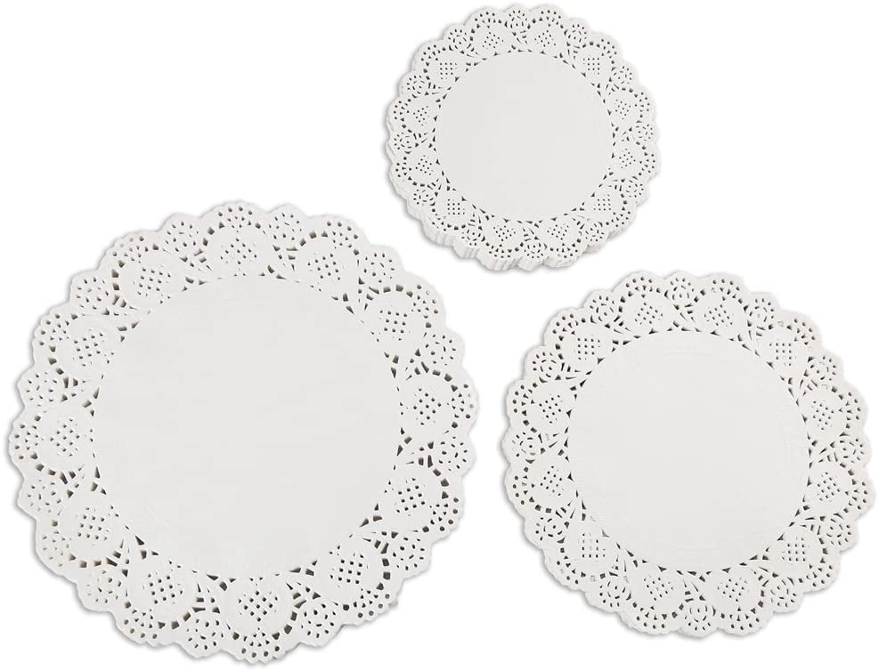 DECORA 180 Pieces White Round Paper Lace Doilies for Party or Wedding Tablewear Decoration 6.5inch,8.5inch,10.5inch