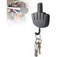 thumbnail image 1 of Colgador de llaves de dedo medio negro, idea de regalo divertida, autoadhesivo, soporte para llaves de puerta de pared para el hogar, parodia, oficina, gancho de almacenamiento, nuevo, 1 of 5