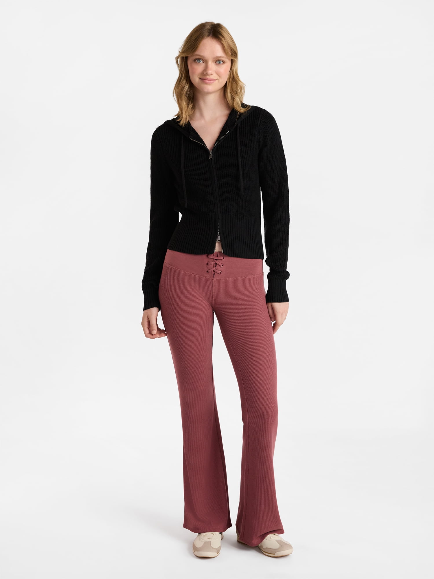 No Boundaries Waffle Knit Pants, 31.5'' Inseam, Women's