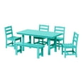 thumbnail image 2 of WestinTrends Ashore 6-Piece Outdoor HDPE Rectangular Patio Dining Table Set with Bench, Turquoise, 2 of 6
